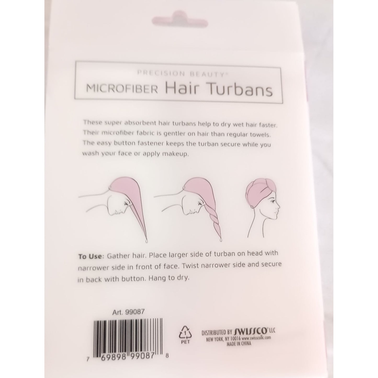 NEW Precision Beauty 2 Pack Microfiber Hair Turbans Reduce Frizz