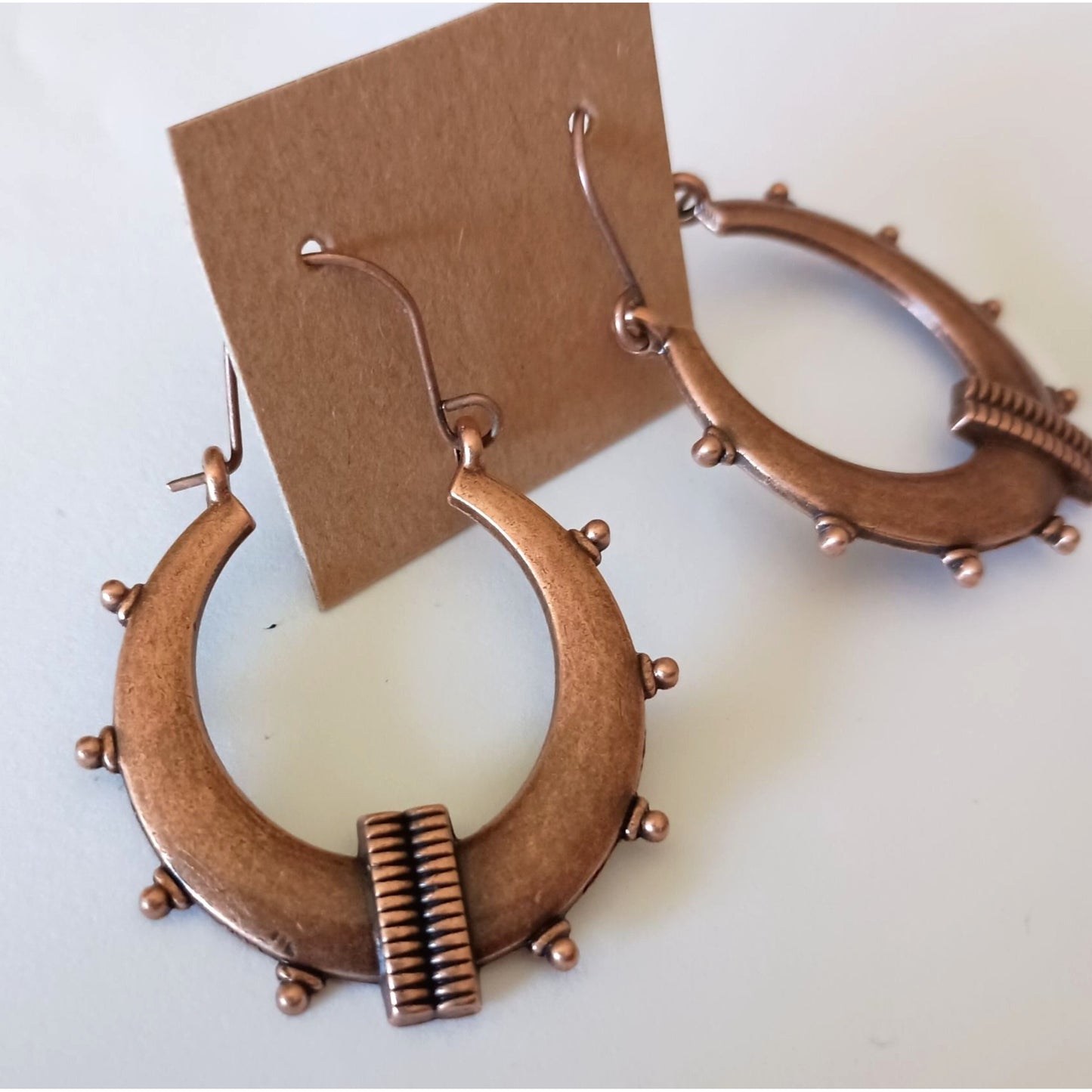 NEW Boho Round Hoop Earrings – Antique Copper Finish for Timeless Style