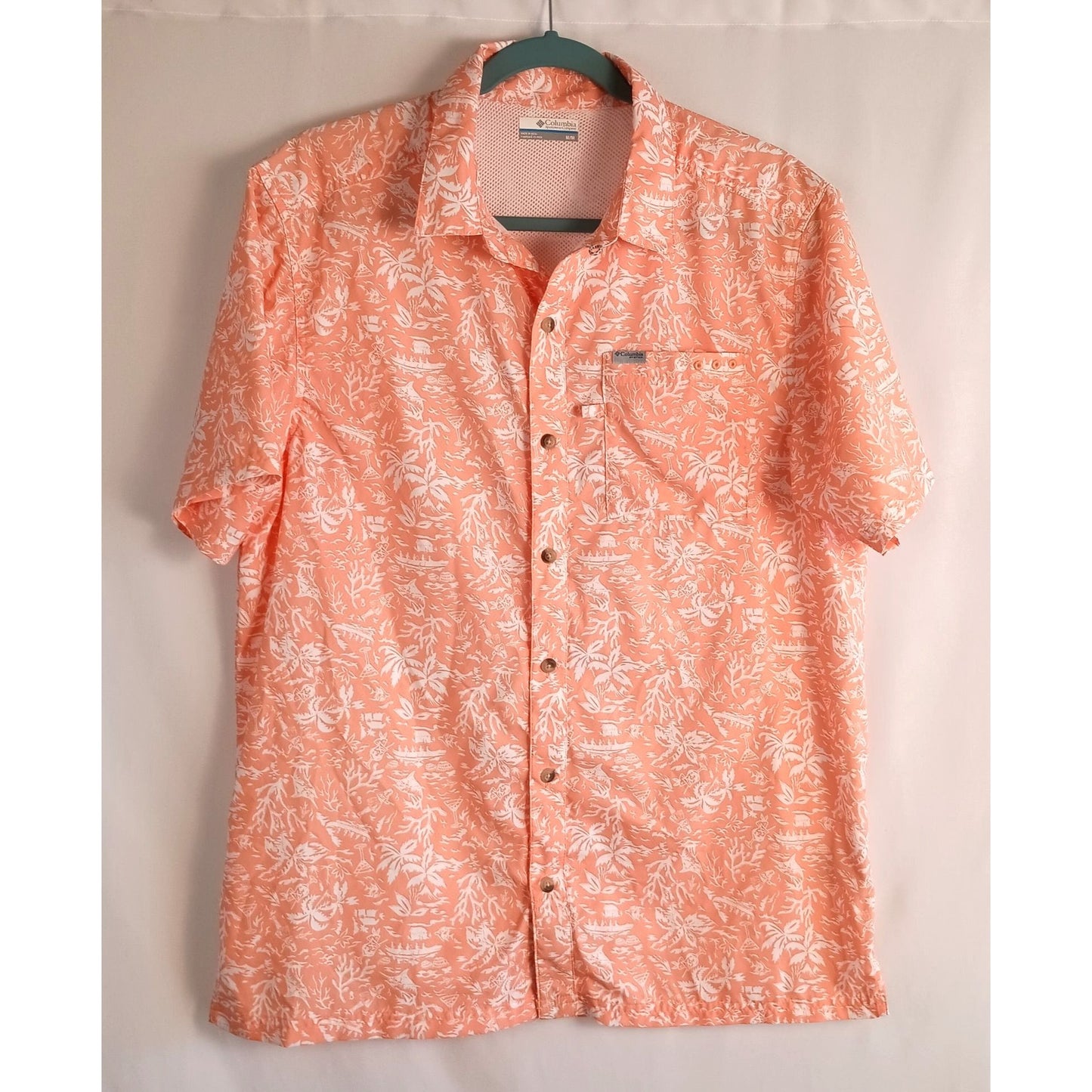 Columbia Super Slack Camp Shirt Faded Peach Men size M