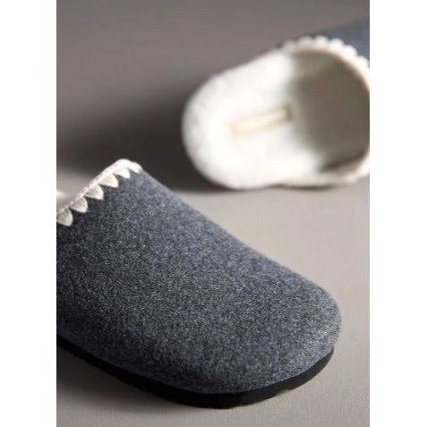 By Anthropologie Whipstitch Slippers Dark Grey indoor outdoor women size 10