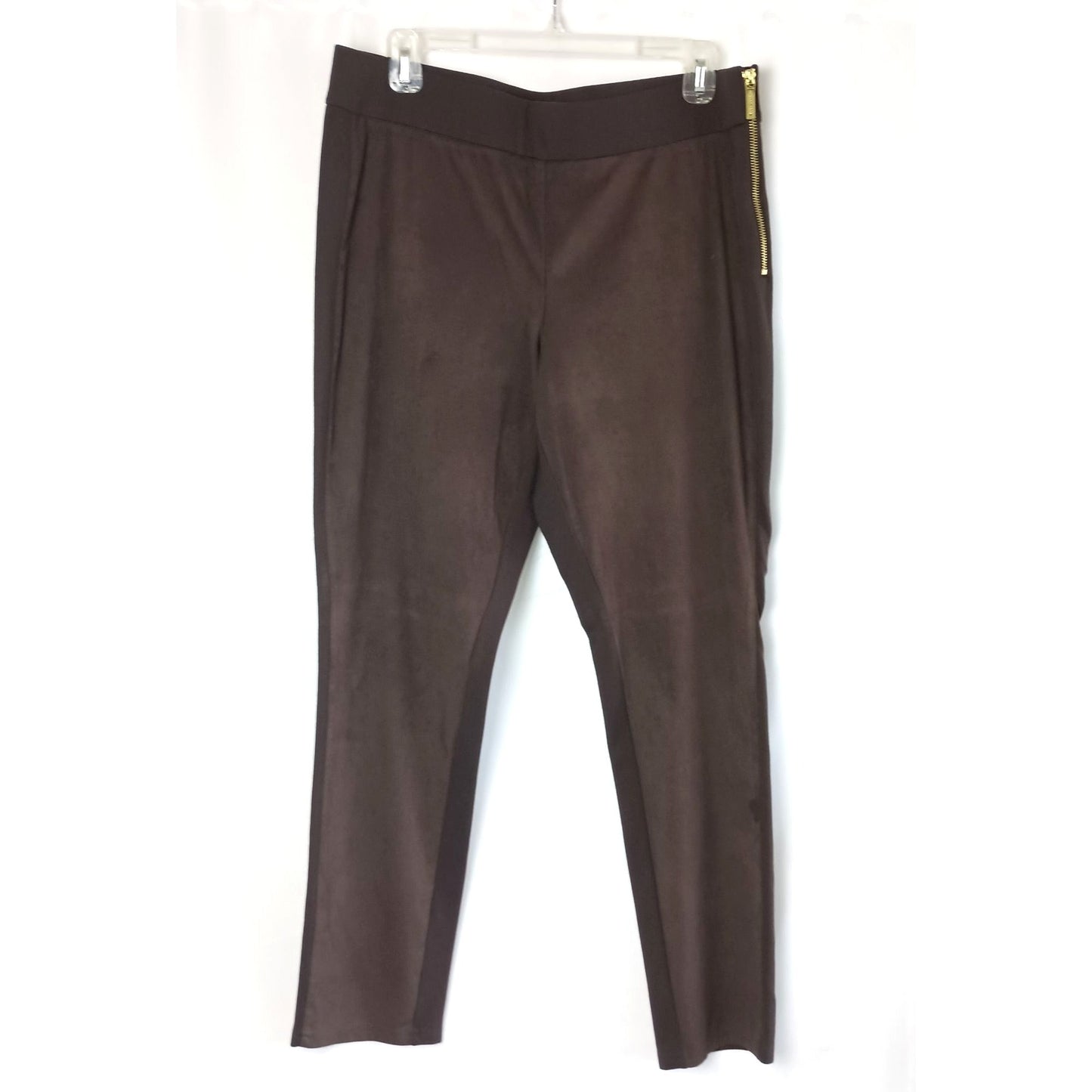 Michael Kors brown mixed media side zip leggings size L