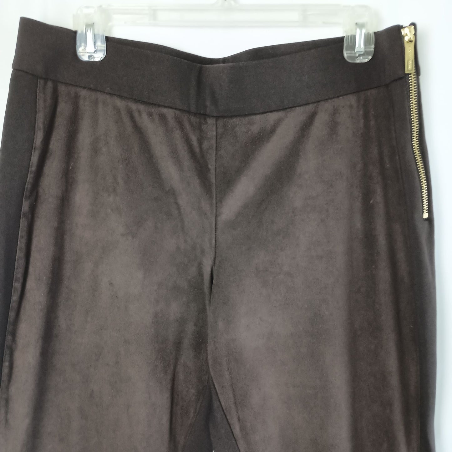 Michael Kors brown mixed media side zip leggings size L