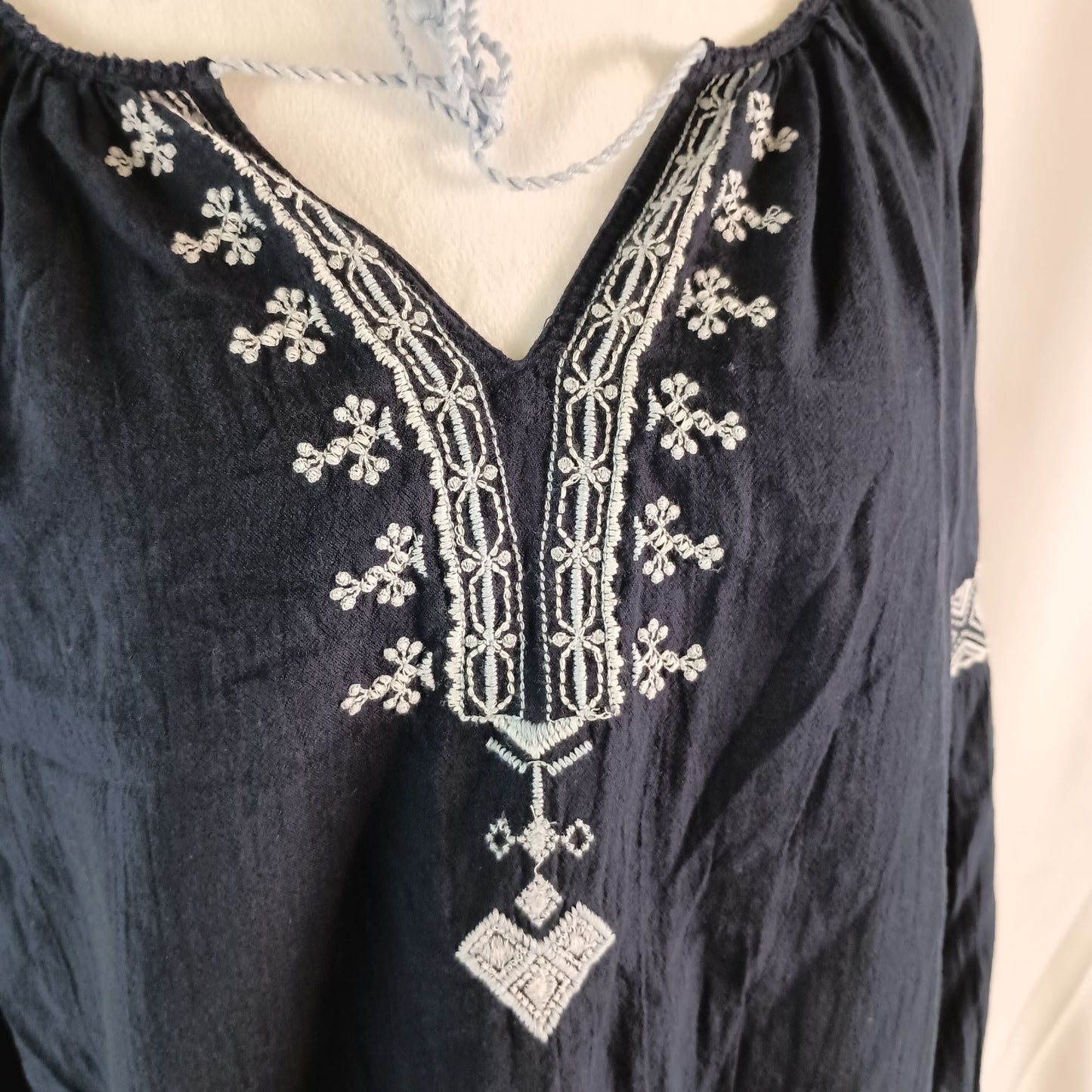 Abercrombie & Fitch blue embroidered long sleeve boho blouse size S