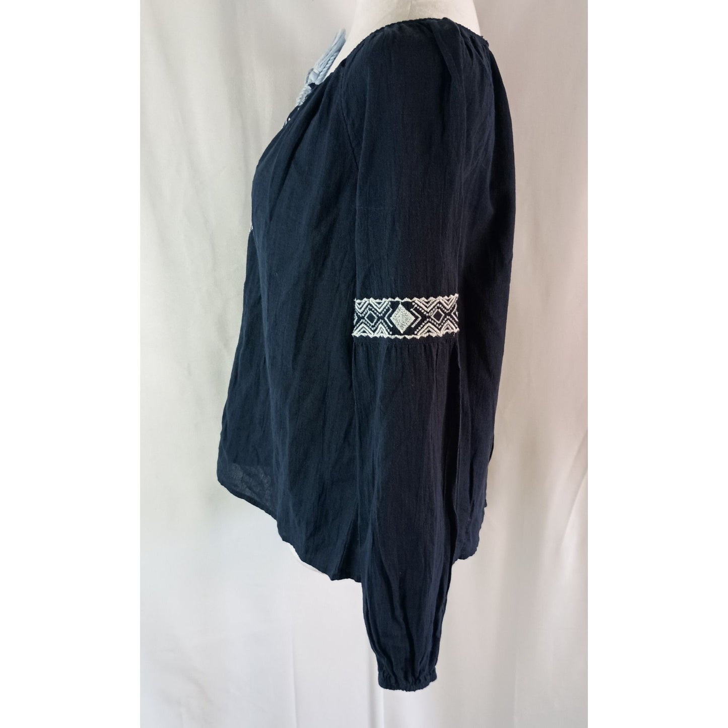 Abercrombie & Fitch blue embroidered long sleeve boho blouse size S