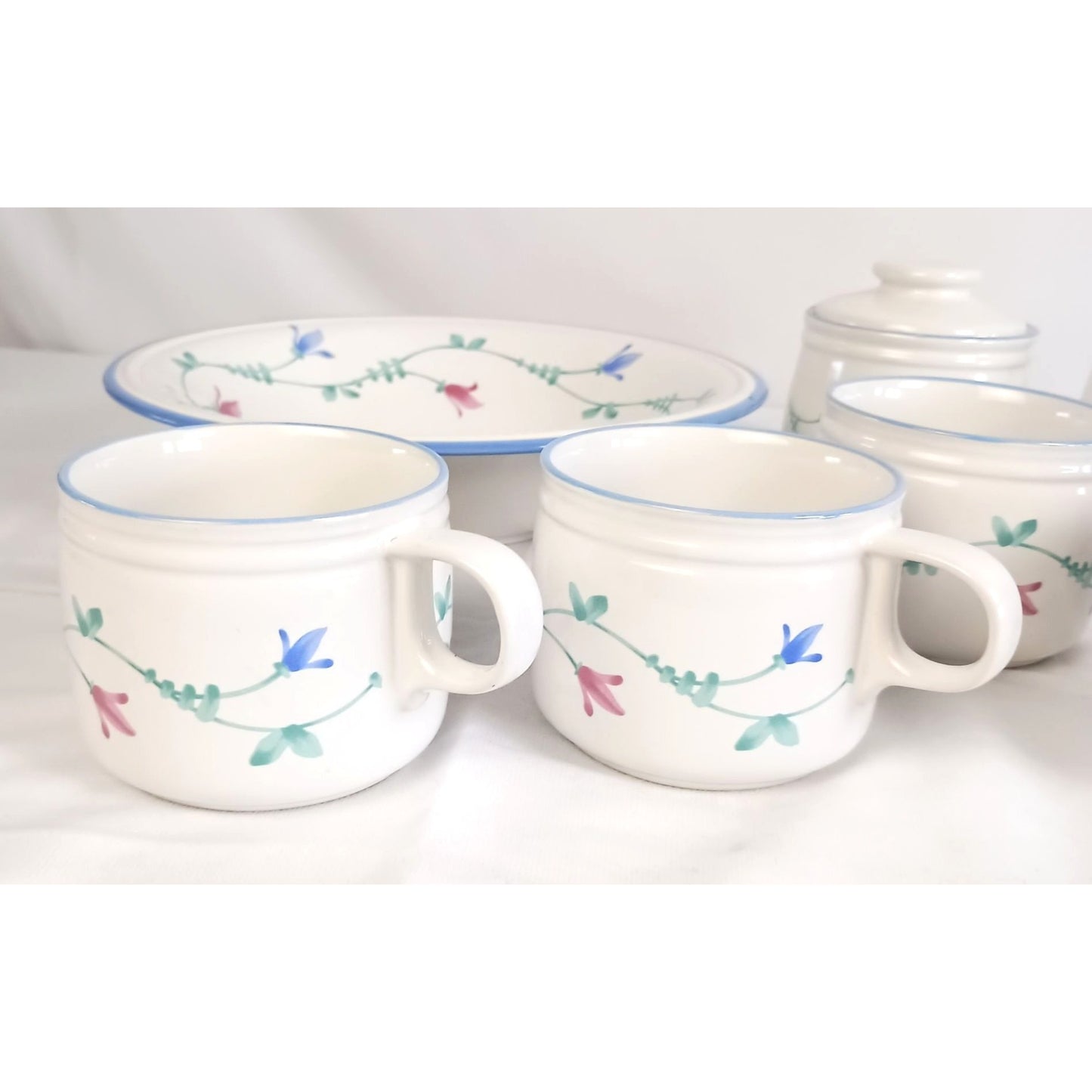 Portofino Blue by Savoir Vivre Stoneware serving cup and saucer set 10 pieces includes serving plate coffee