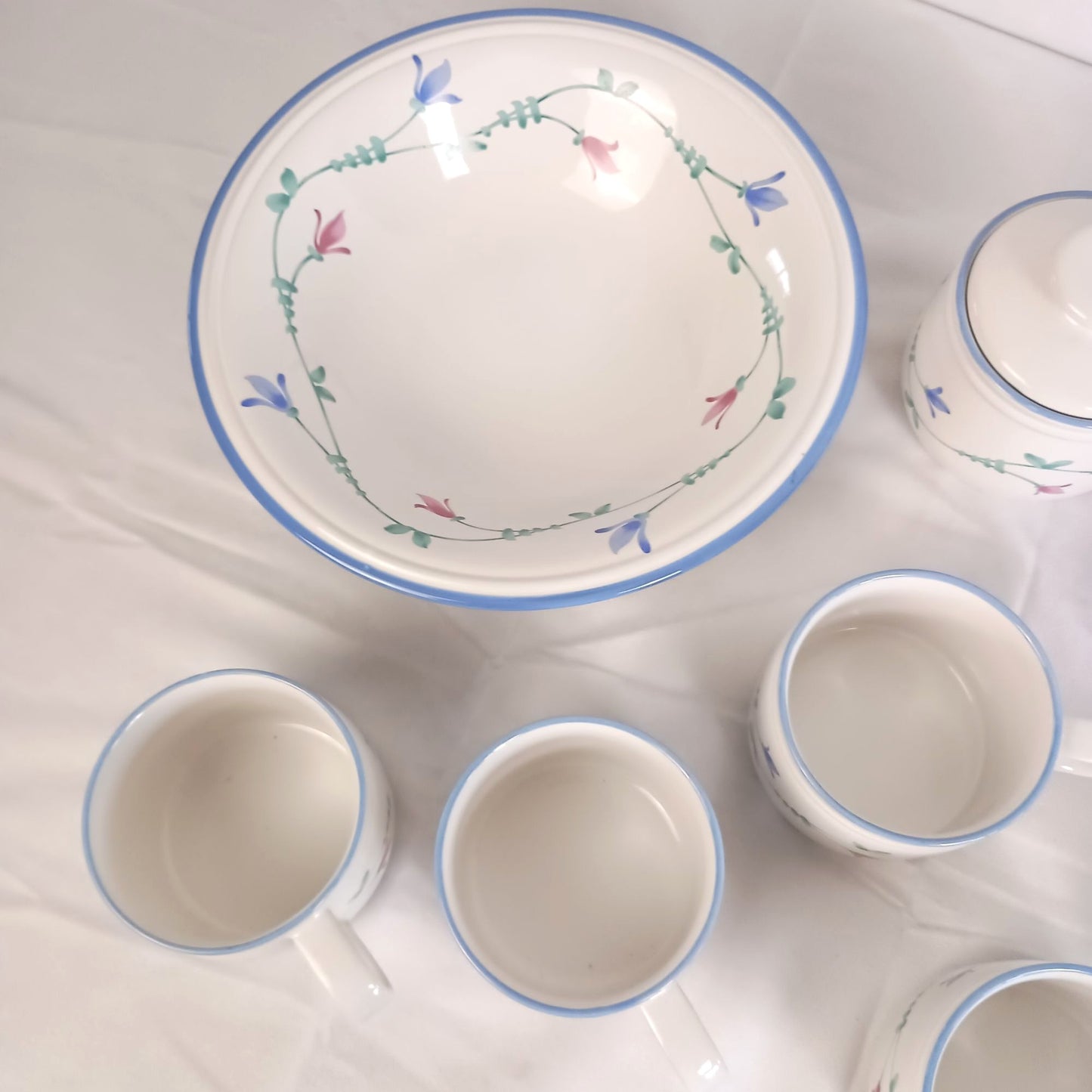 Portofino Blue by Savoir Vivre Stoneware serving cup and saucer set 10 pieces includes serving plate coffee