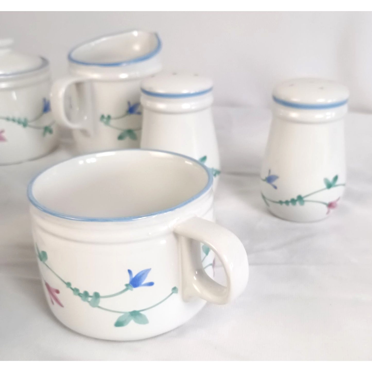 Portofino Blue by Savoir Vivre Stoneware serving cup and saucer set 10 pieces includes serving plate coffee