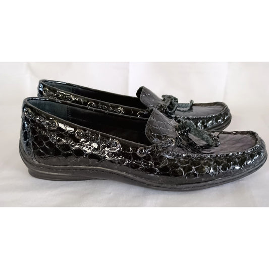 Donald J. Pliner Lacey leather croc embossed black driving flats size 7.5