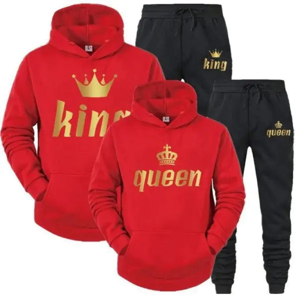 Matching King Queen Hoodie & Jogger set Couple Matching Sets Great Gift Idea 5 Colors Sizes S-3XL