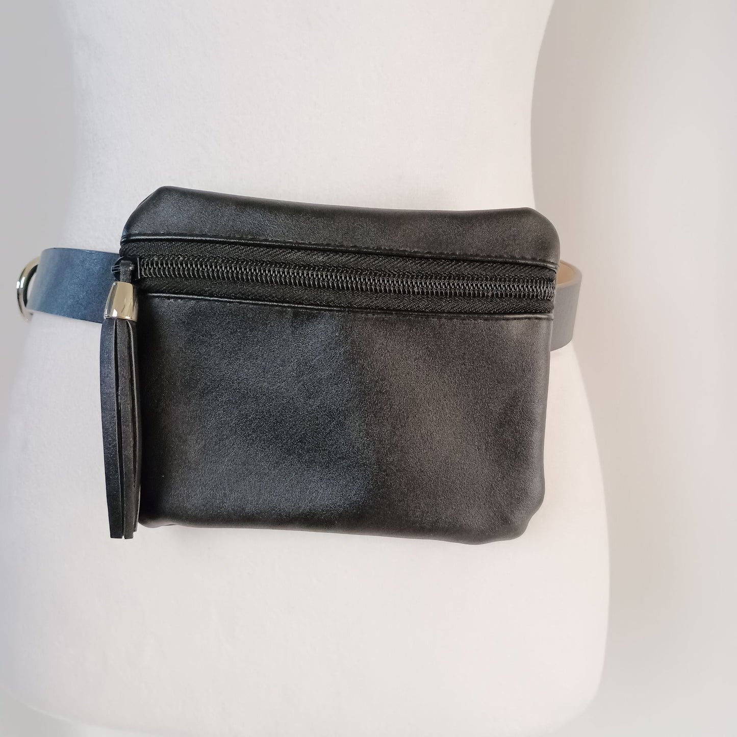 INC International Concepts black tasseled fanny waist belt bag size 1X