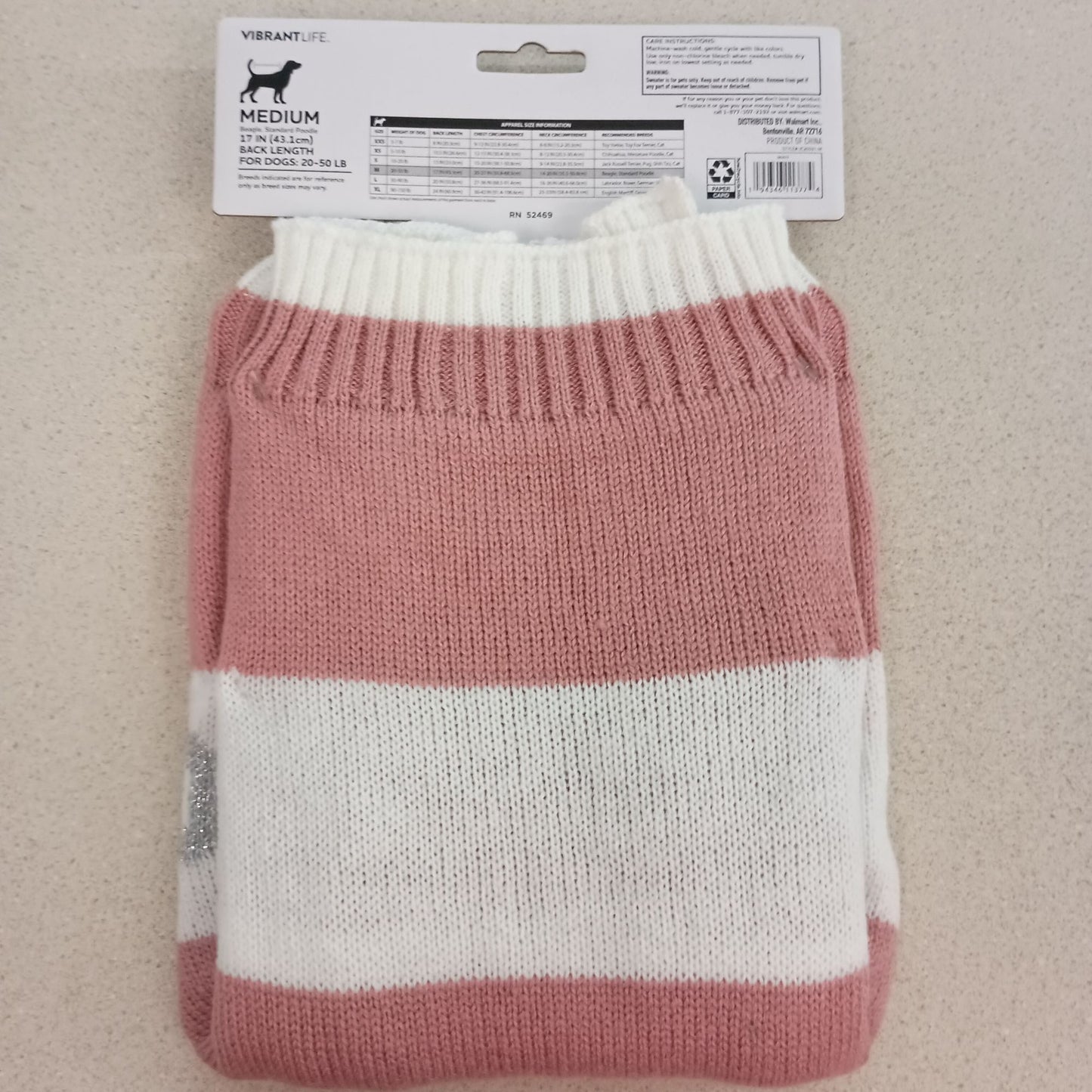 Vibrant Life pink spoiled dog sweater size M for dogs 20-50 lbs 17 in