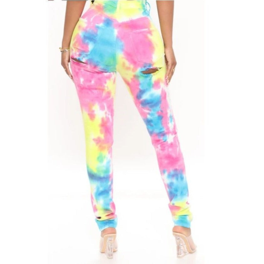 Fashion Nova Stay Vibin' Tie Dye Skinny Jeans - Multi Color size 7