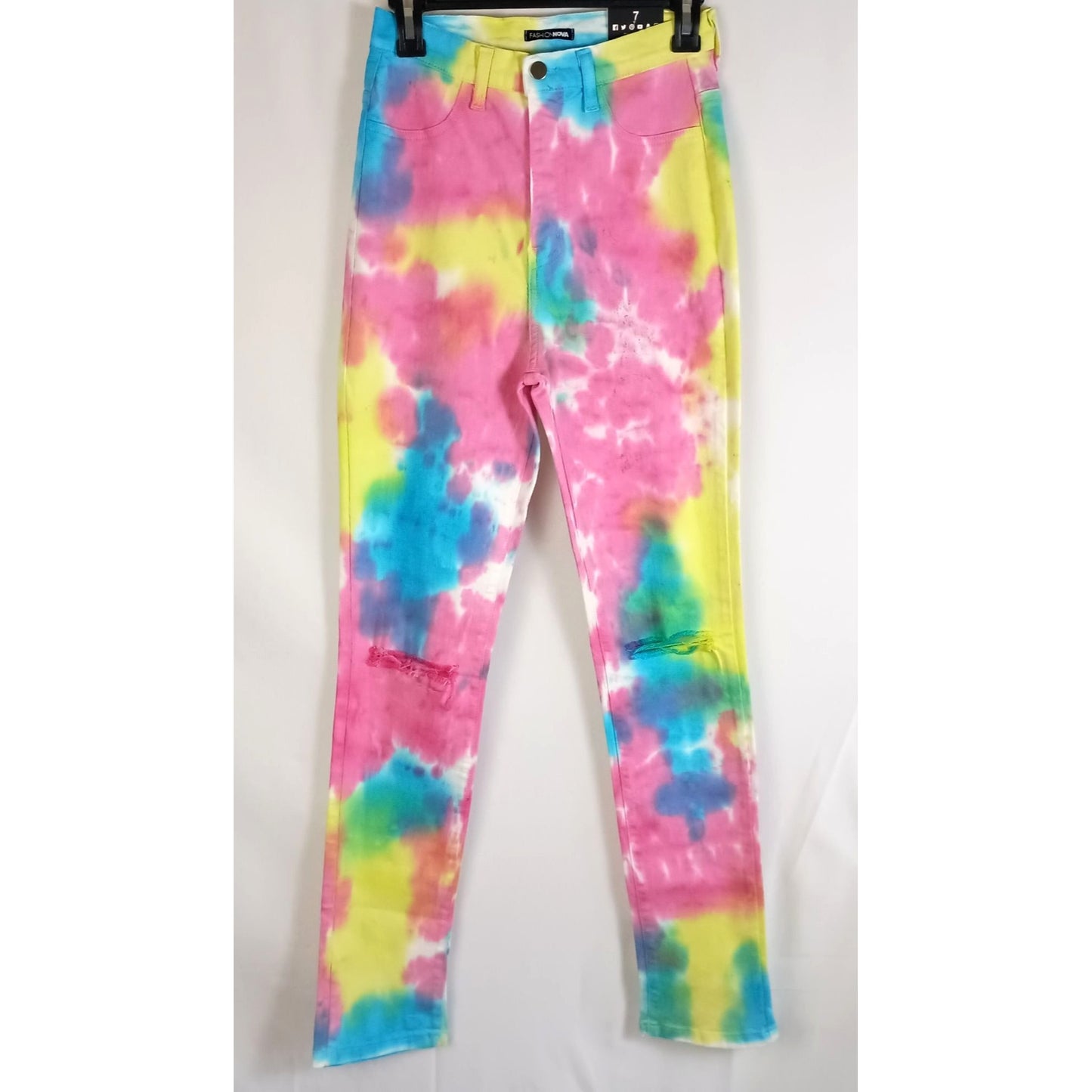 Fashion Nova Stay Vibin' Tie Dye Skinny Jeans - Multi Color size 7