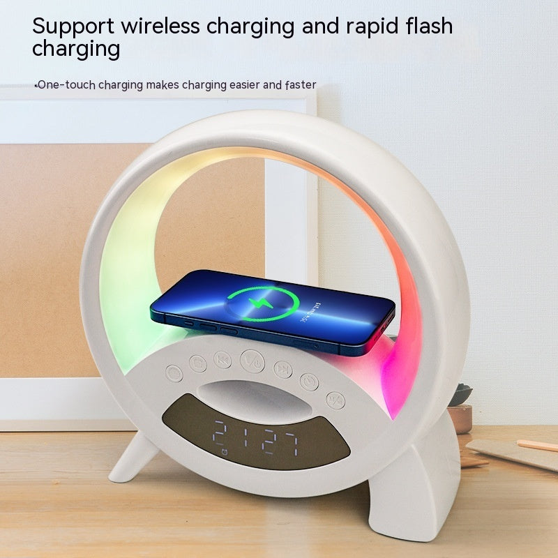 Verstile Night Light Table Lamp Bluetooth Speaker Wireless Charger Time Display Alarm Functions