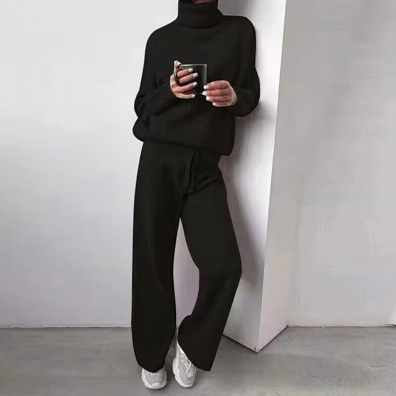 Turtleneck Sweater And Drawstring Straight Pants 2 [piece set for women super soft casual ladies wear