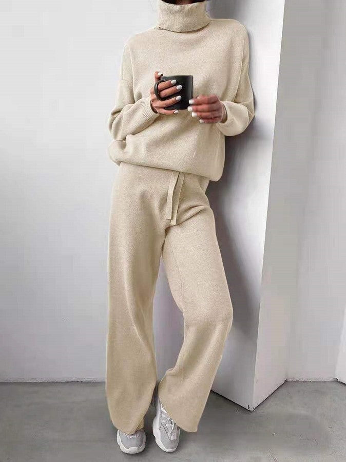 Turtleneck Sweater And Drawstring Straight Pants 2 [piece set for women super soft casual ladies wear