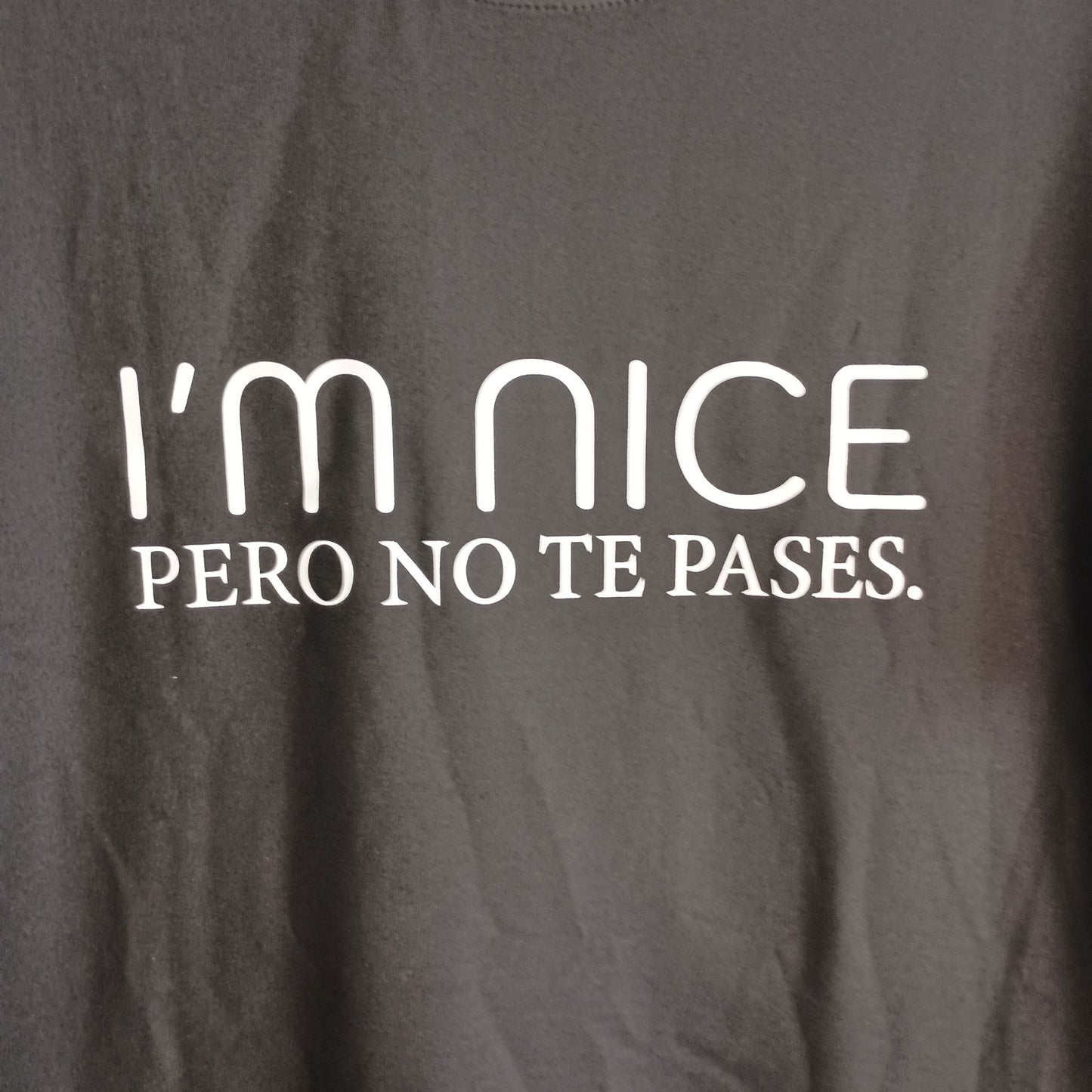 NEW Graphic Print Funny T-shirt I'M NICE PERO TO NE PASES black size XL