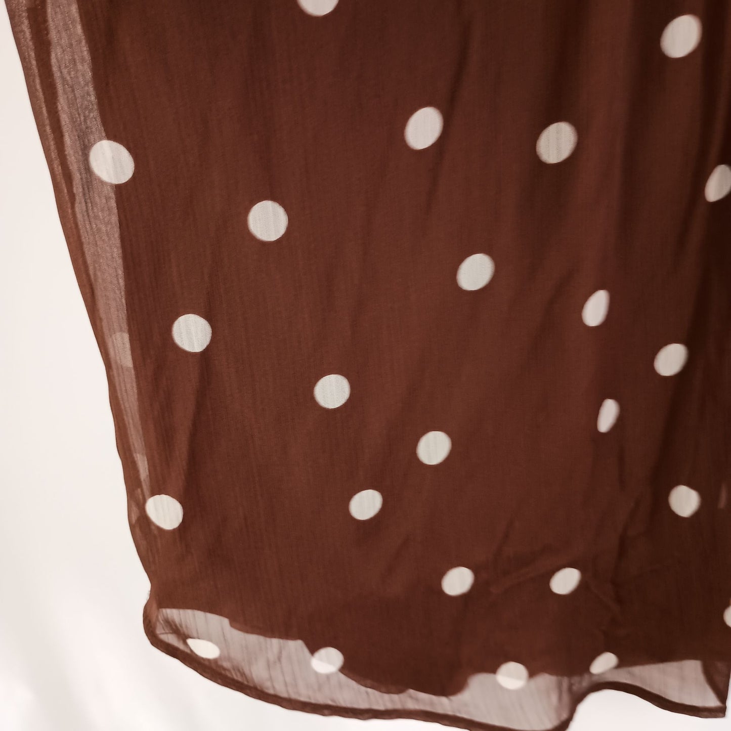 LC Lauren Conrad Shirred Neck High Cuff Tunic Brown Randy Dots Size XL