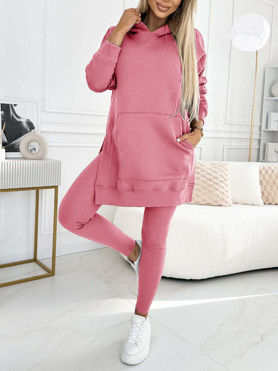 Two-piece Suit Oversized Hooded Tunic Sweater With Matching Leggings sizes S-3XL