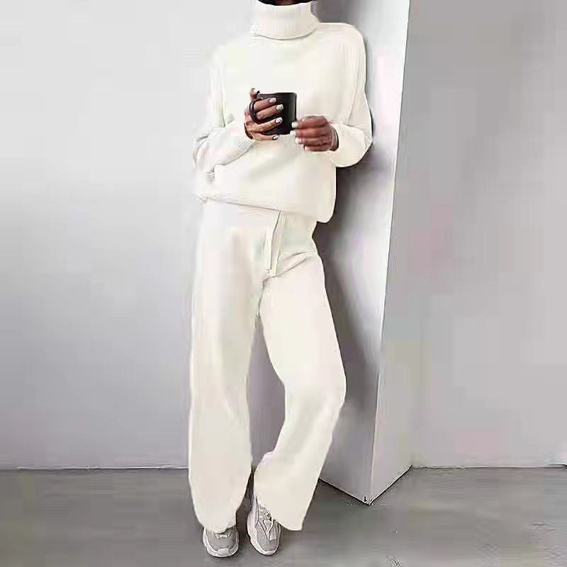 Turtleneck Sweater And Drawstring Straight Pants 2 [piece set for women super soft casual ladies wear