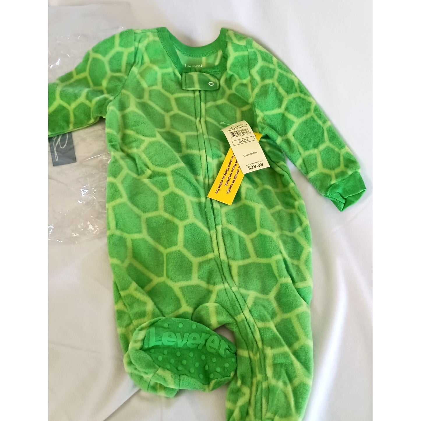 Leveret Footed Turtle Pajama Sleeper gripper feet size 6-12 Mos.