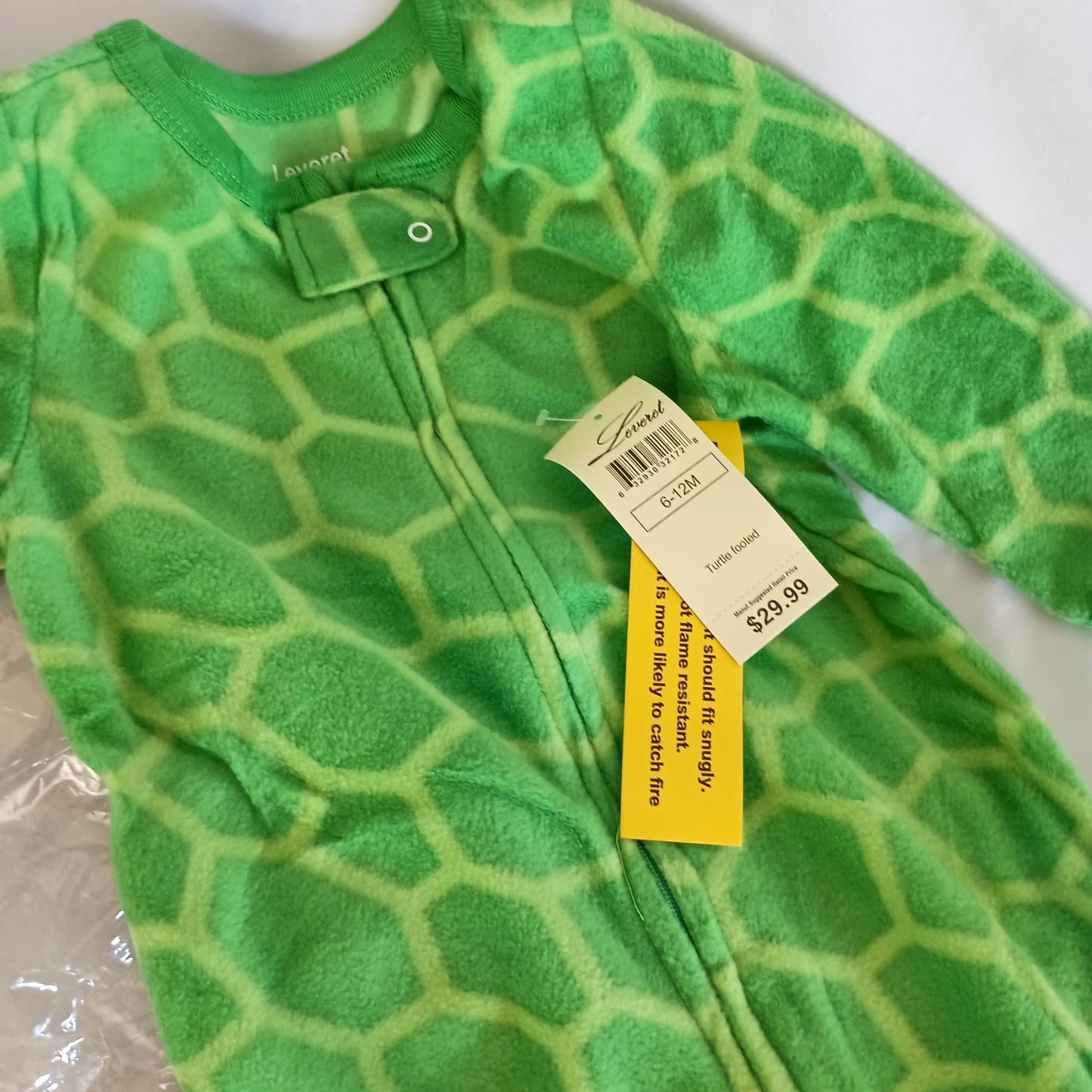 Leveret Footed Turtle Pajama Sleeper gripper feet size 6-12 Mos.