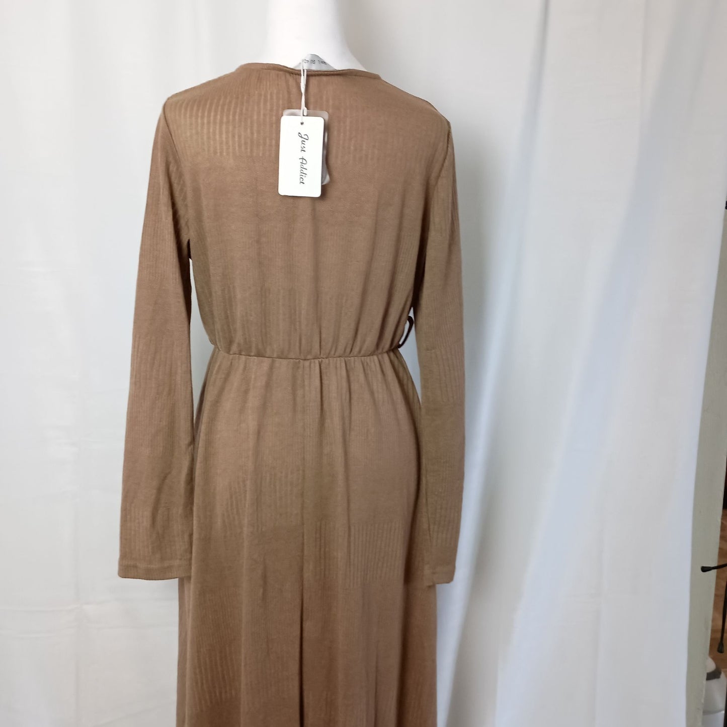 Just Addict Paris v neck long sleeve ruffle hem maxi dress size L