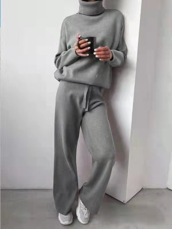 Turtleneck Sweater And Drawstring Straight Pants 2 [piece set for women super soft casual ladies wear