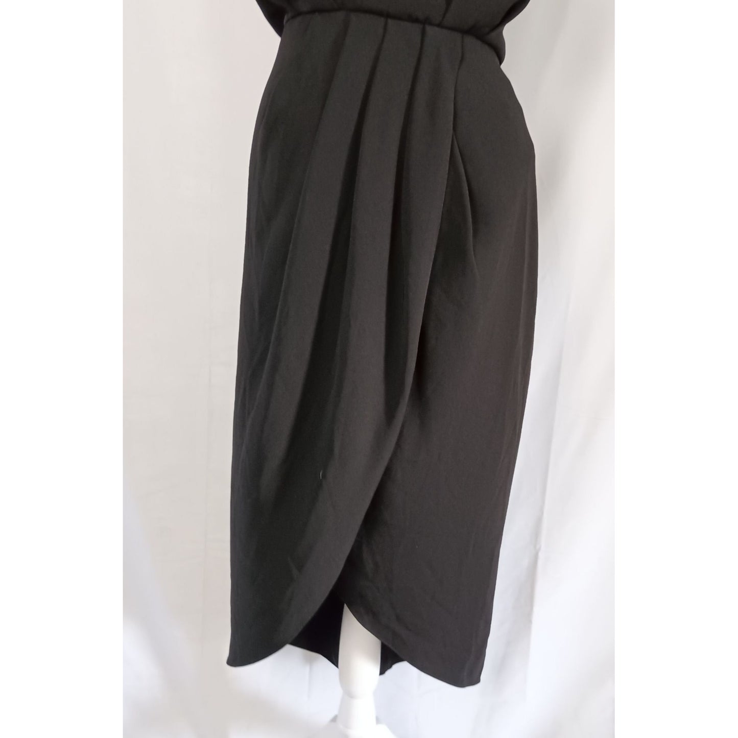 City Chic black halter neck tie open back waist defined dress size 16