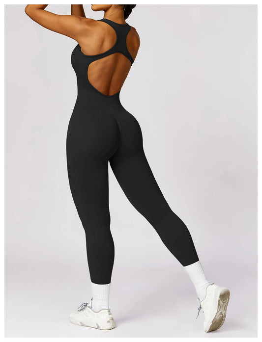 Yoga Gym Exercise One Piece Open Back Jumpsuit sizes S-L 5 colors