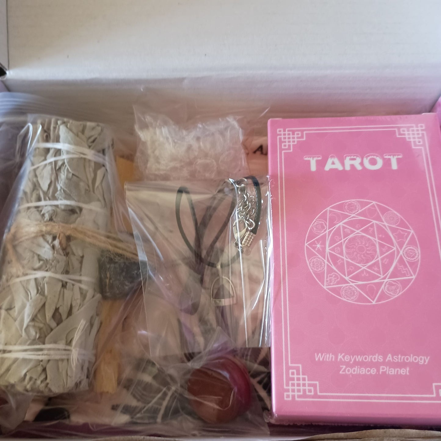 Holistic Self-Care Gift Set: Tarot Cards Crystal Ball Stone Palo Santo Sage & Cloth