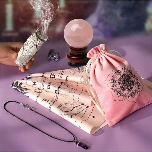 Holistic Self-Care Gift Set: Tarot Cards Crystal Ball Stone Palo Santo Sage & Cloth