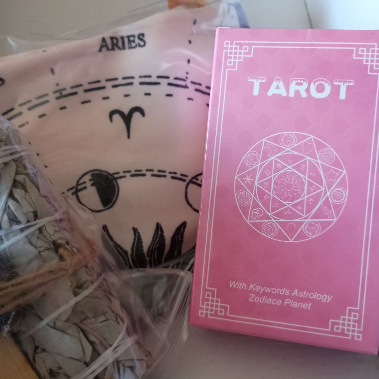 Holistic Self-Care Gift Set: Tarot Cards Crystal Ball Stone Palo Santo Sage & Cloth