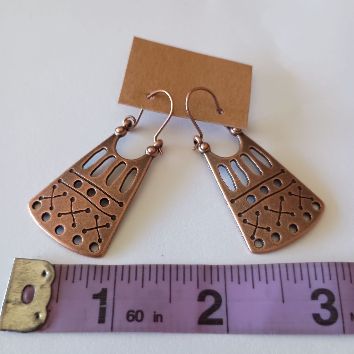 NEW Red Copper Tribal Square Hoop Earrings – Bold & Unique Design