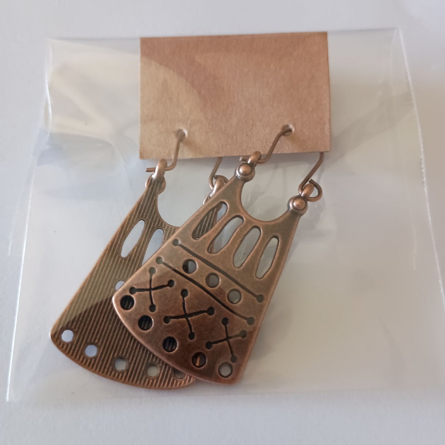 NEW Red Copper Tribal Square Hoop Earrings – Bold & Unique Design