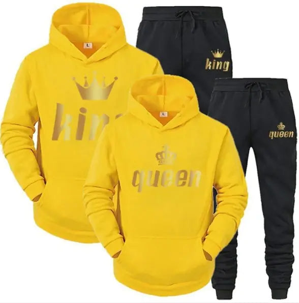 Matching King Queen Hoodie & Jogger set Couple Matching Sets Great Gift Idea 5 Colors Sizes S-3XL