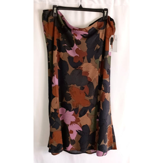 Time and Tru midi slip skirt front split floral size XXL (20)