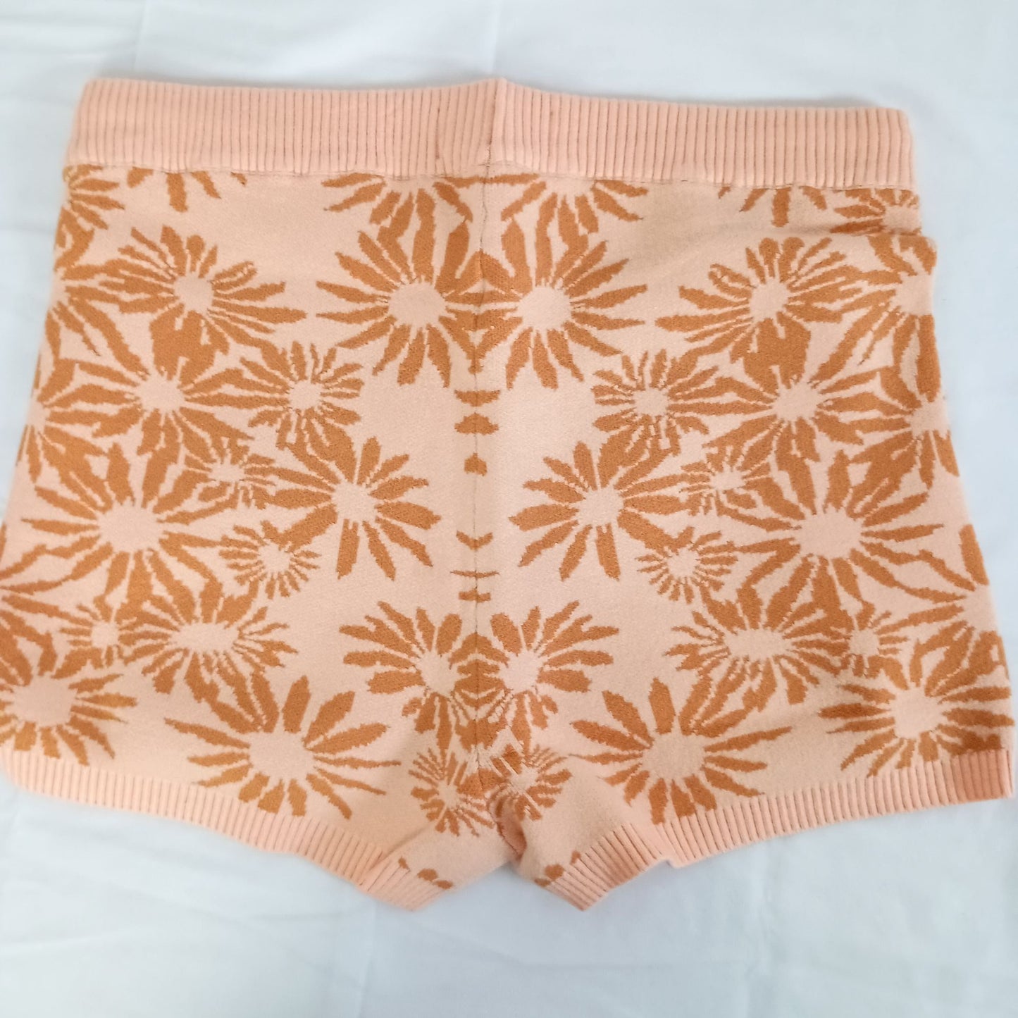 L*Space Plumeria Shorts - Jacquard Knit, Orange Floral, Size L