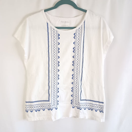 Talbots embroidery boho short sleeve top blouse beautiful top size S