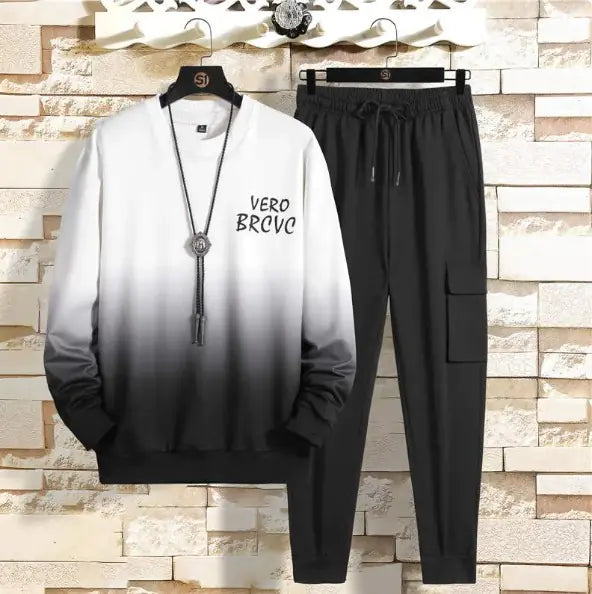 Men Ombnre 2 Pc Sweatshirt and Jogger Pants Set Relaxed Fit Ankle Strap  5 colors Sizes M-5XL