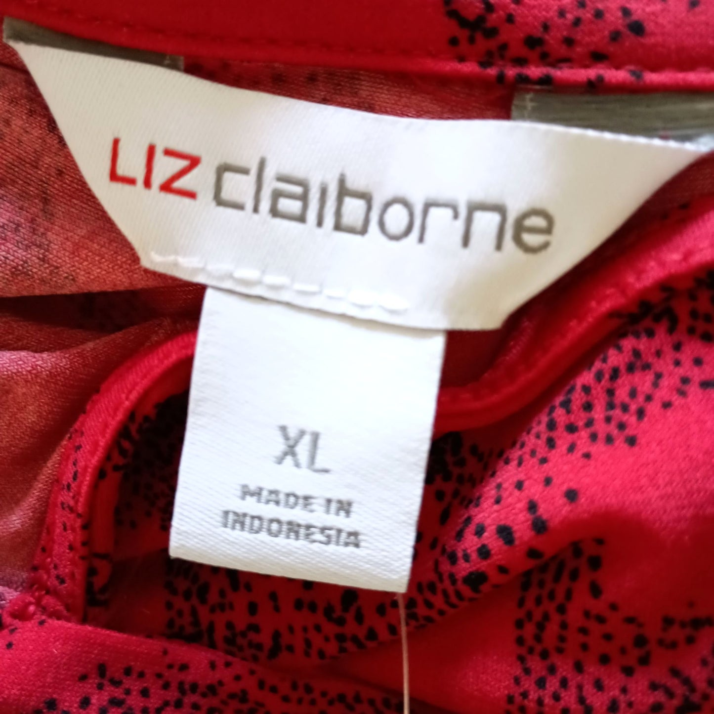 Liz Claiborne red hearts sleeveless neck tie blouse size XL