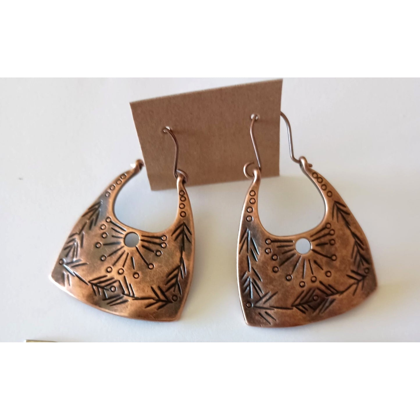 NEW Copper Tone Faux Patina Tribal Figural Earrings – Antique-Inspired 2-Inch Design