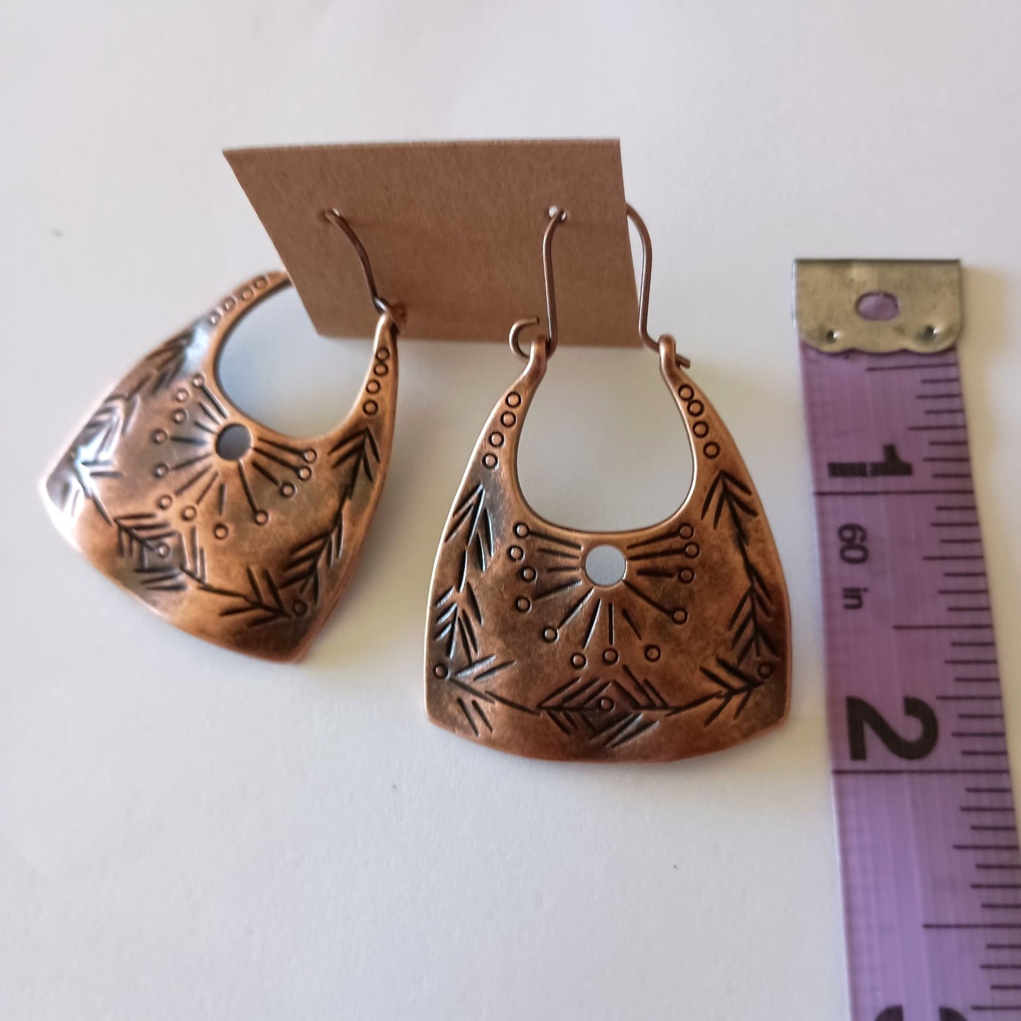 NEW Copper Tone Faux Patina Tribal Figural Earrings – Antique-Inspired 2-Inch Design