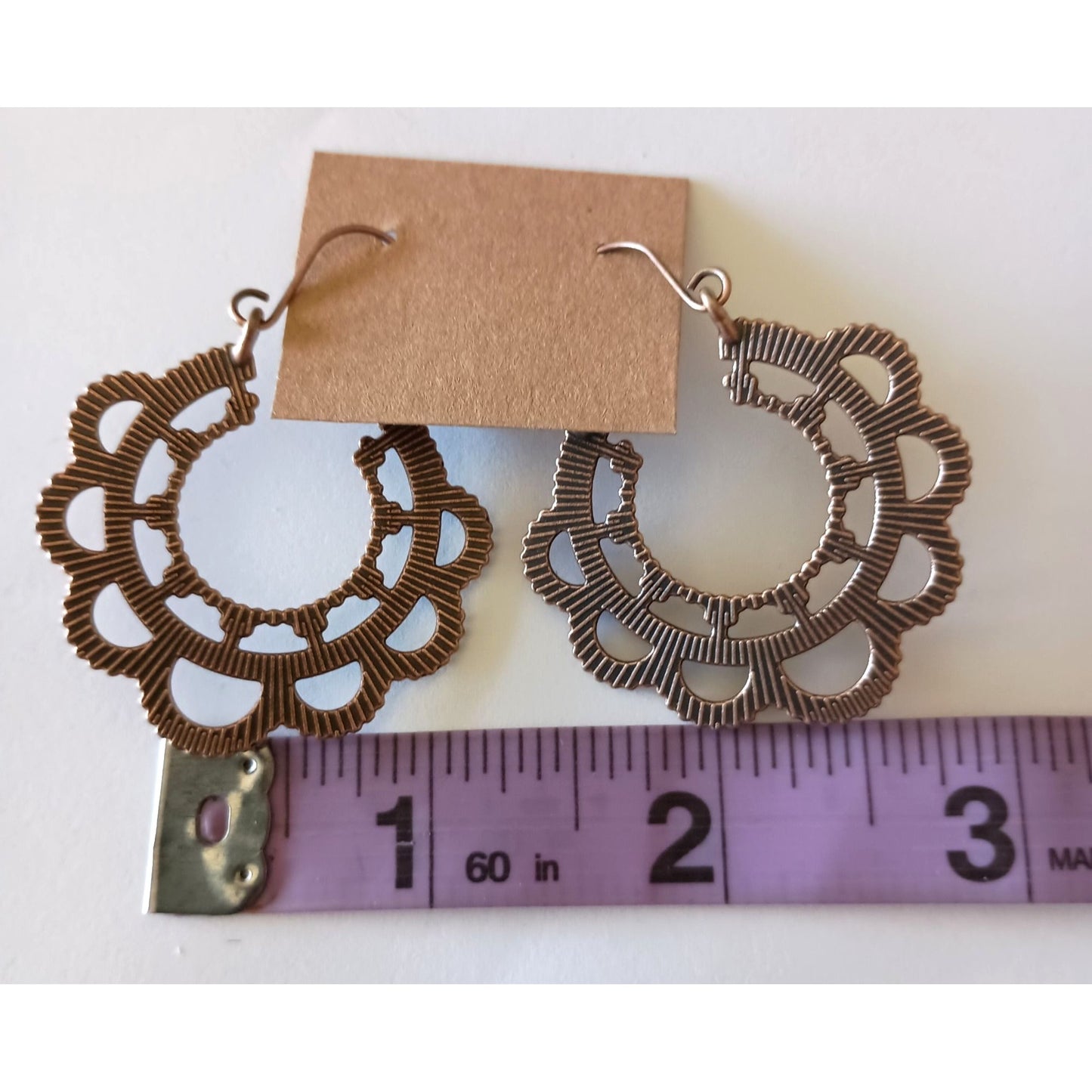 NEW Faux Patina Bronze Round Hoop Earrings – Ethnic Tribal Elegance"