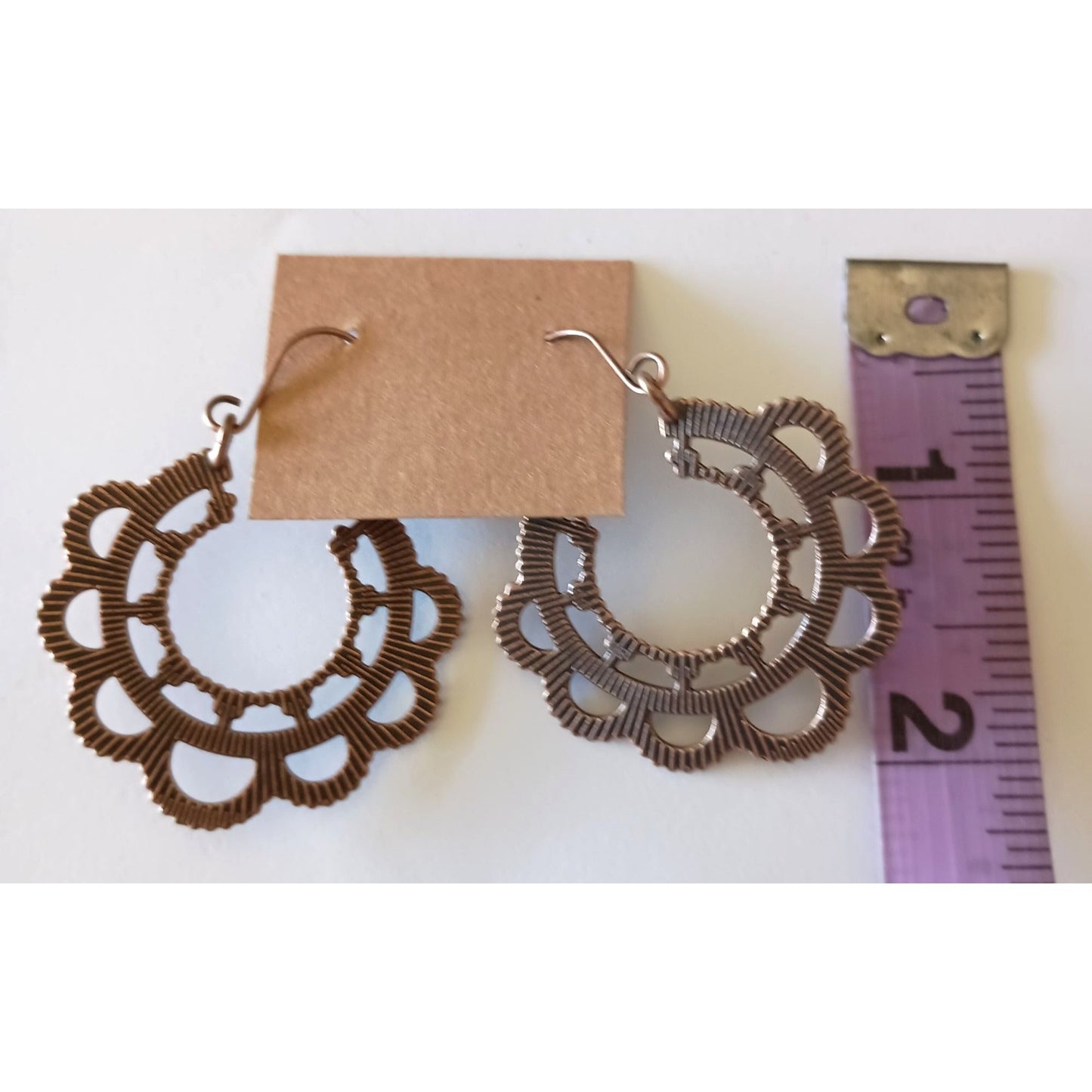 NEW Faux Patina Bronze Round Hoop Earrings – Ethnic Tribal Elegance"