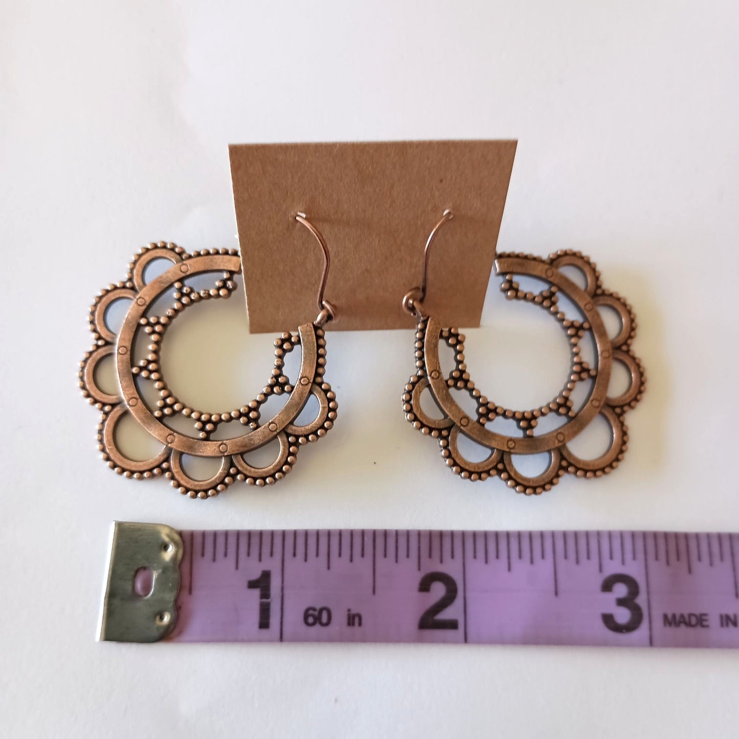 NEW Faux Patina Bronze Round Hoop Earrings – Ethnic Tribal Elegance"