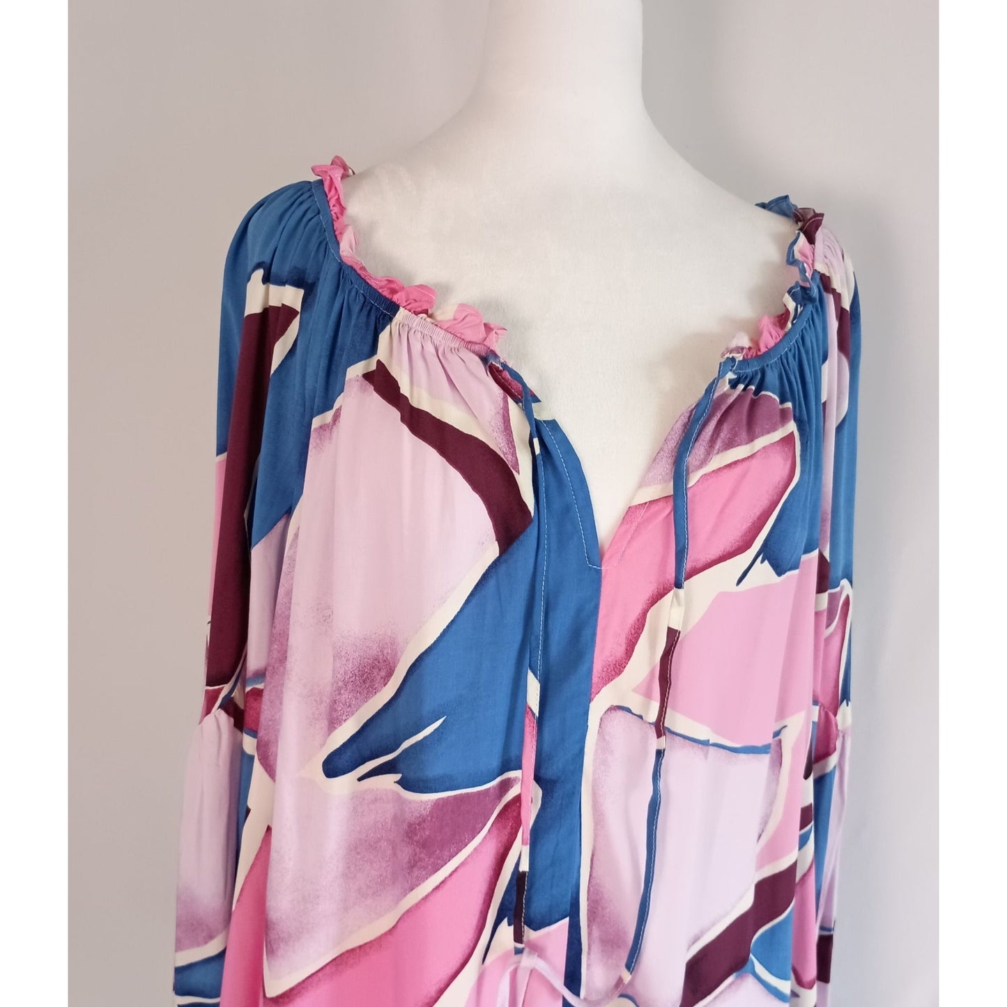 NEW Perch Blu Pepper anthropologie balloon sleeve abstract print blouse plus size 1X