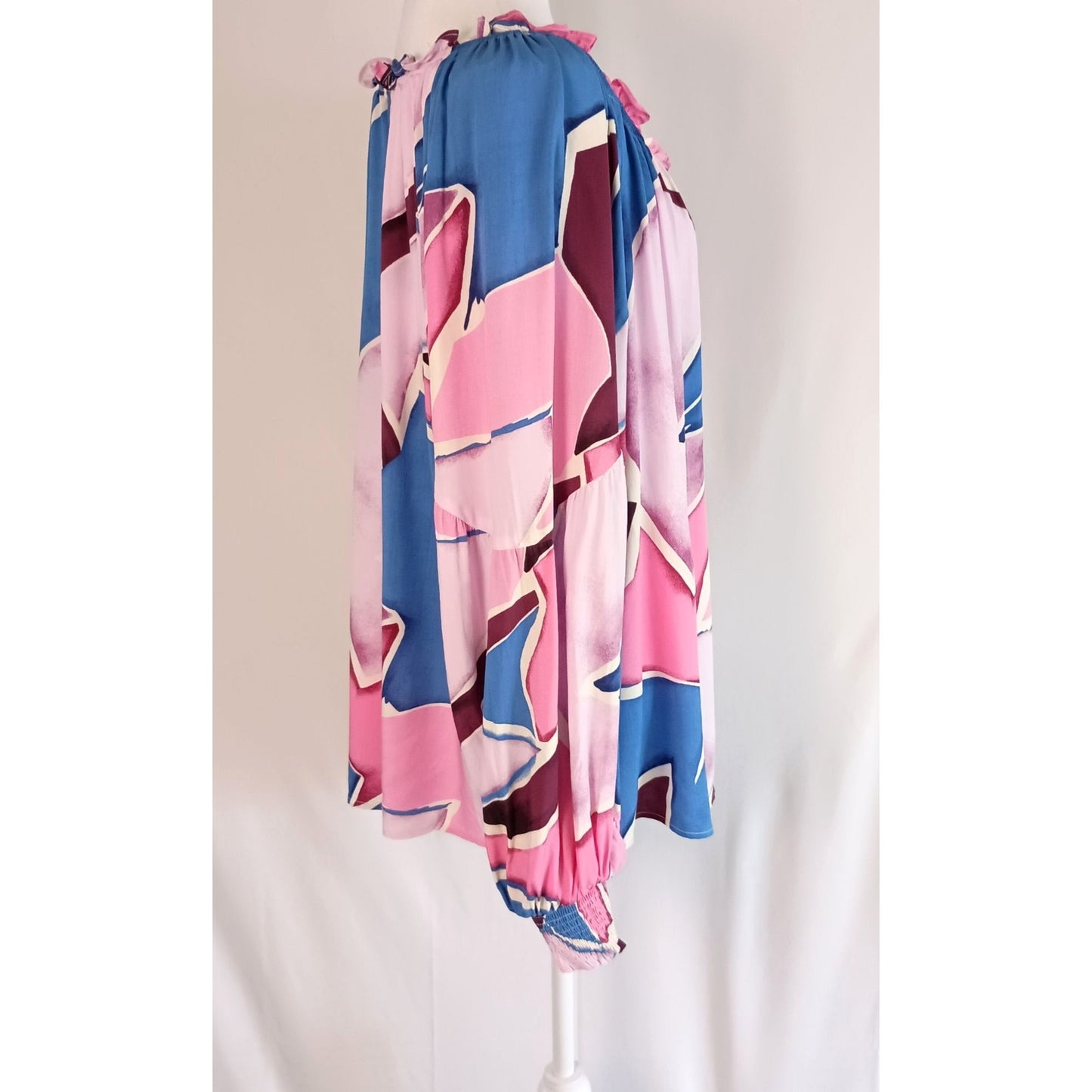 NEW Perch Blu Pepper anthropologie balloon sleeve abstract print blouse plus size 1X