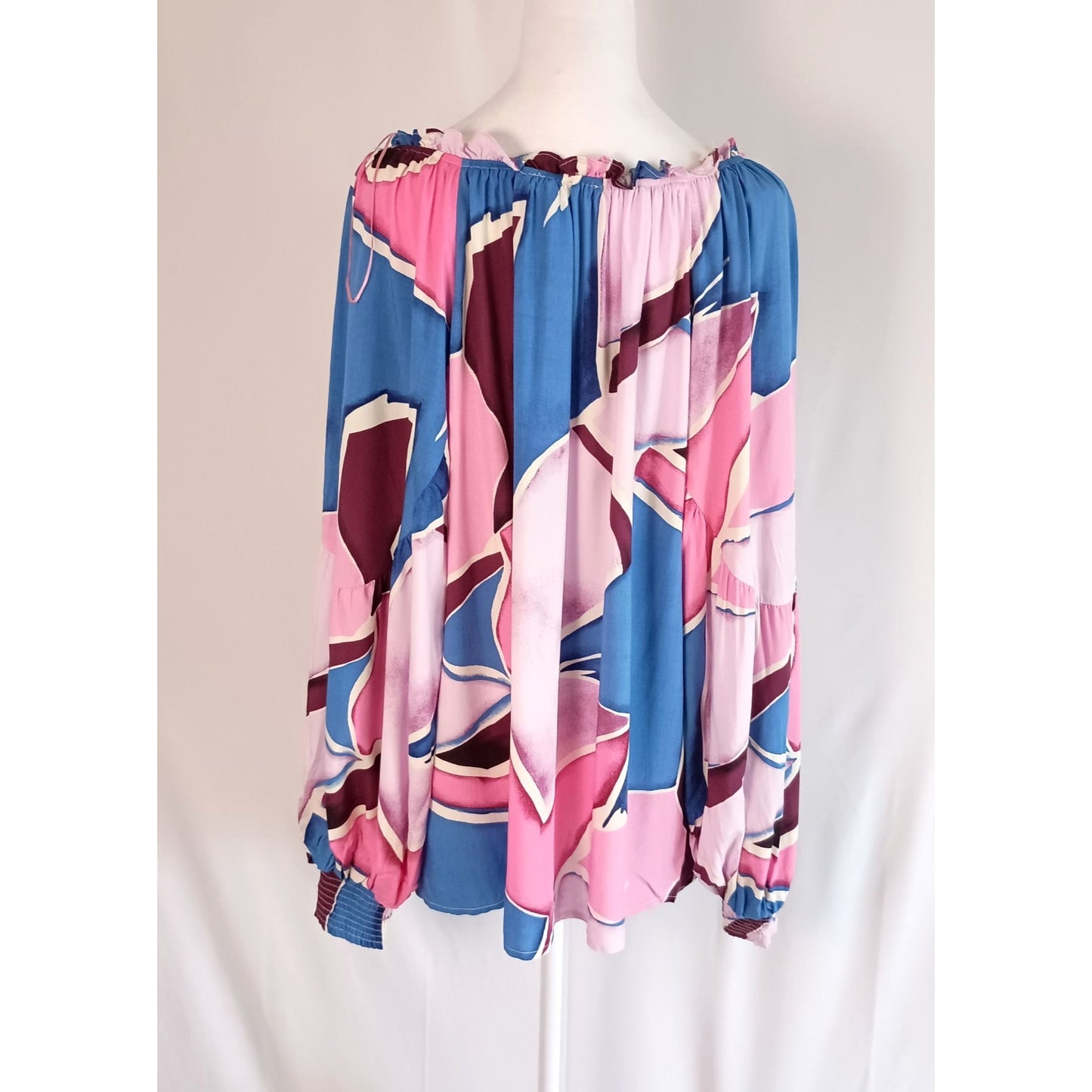 NEW Perch Blu Pepper anthropologie balloon sleeve abstract print blouse plus size 1X