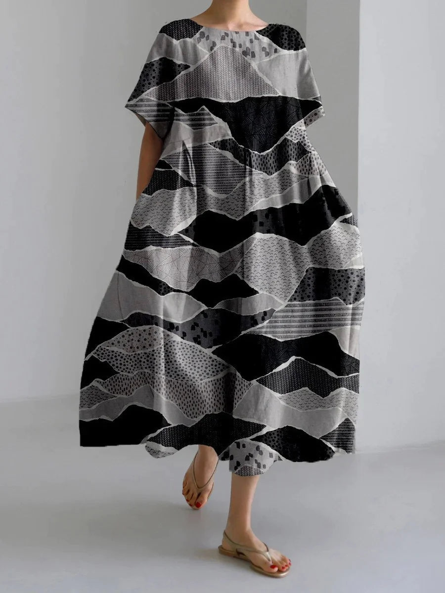 Boho Maxi Casual Abstract Print Oversized Fit Maxi Dress 17 Styles Sizes M-4XL